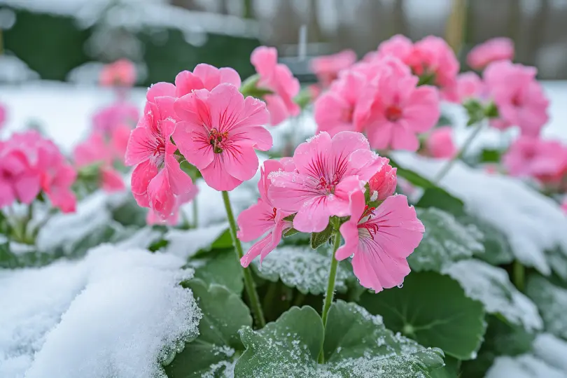 Geranien im Schnee