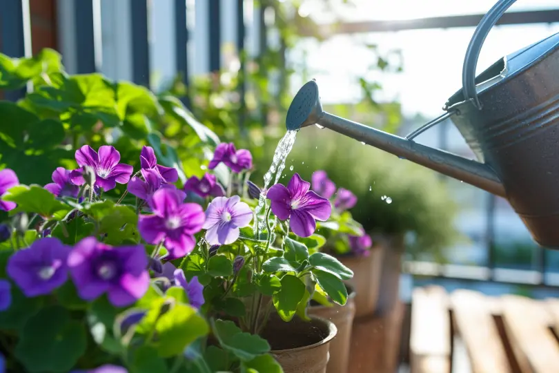 Geranien im Sommer gießen