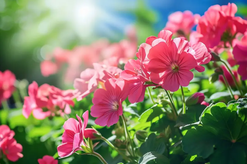 Wunderschöne Geranien in Rosa