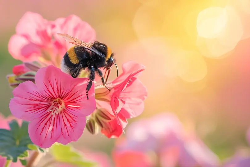 Geranienblüte und Hummel