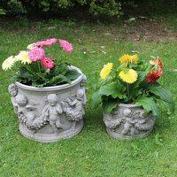 Pflanztopf Putto, 2er-Set, Barock Stil, Steinguss